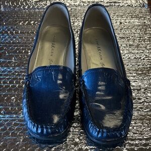 Anne Klein Shiny Navy Moccasins